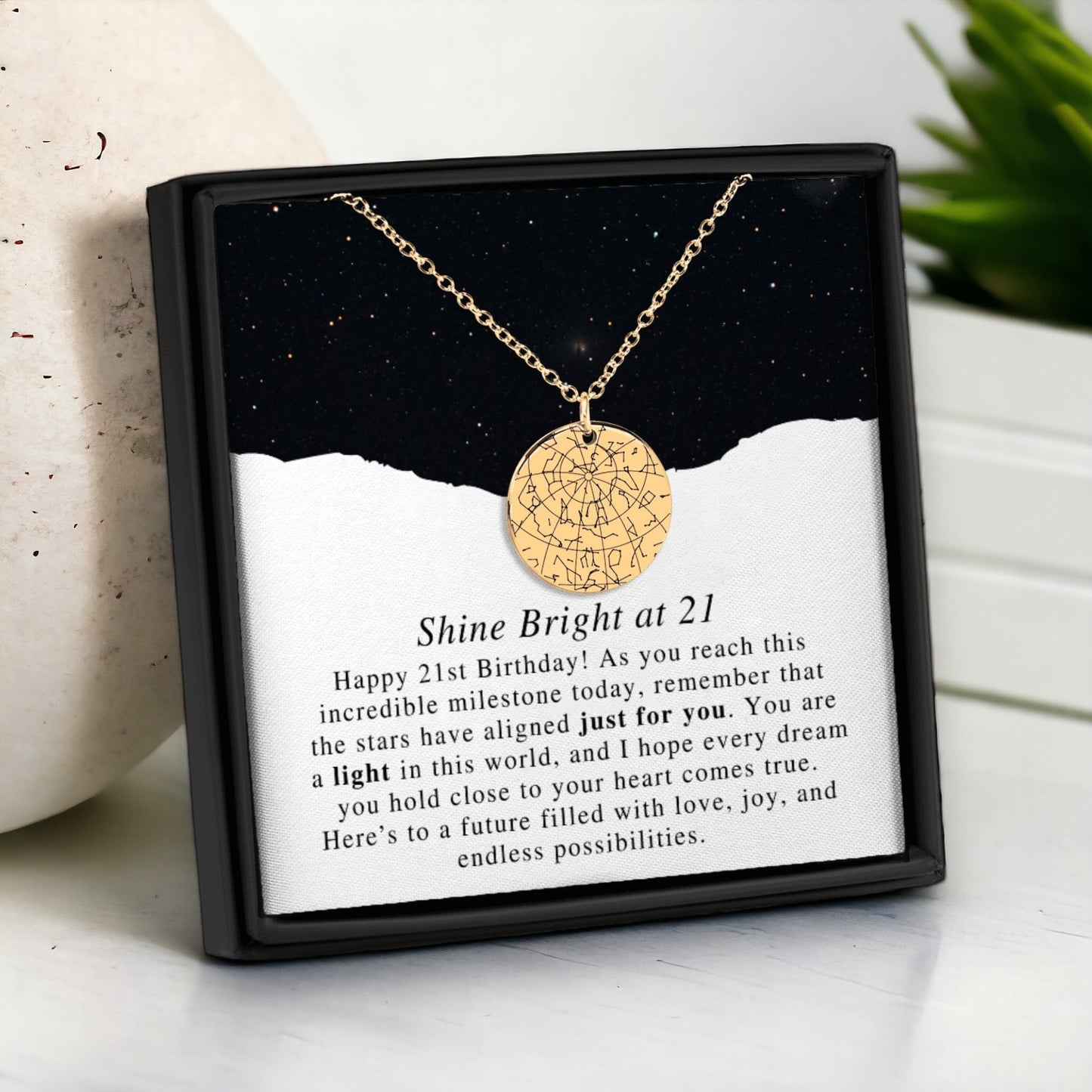 21st Birthday Star Map Necklace For Her - Stacy Style Gifts