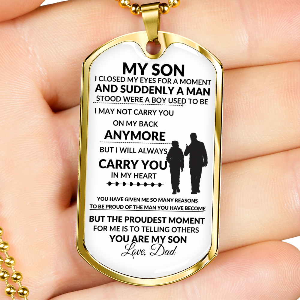 My Son l I WILL CARRY YOU IN MY HEART (Dog Tag Necklace) - Stacy Style