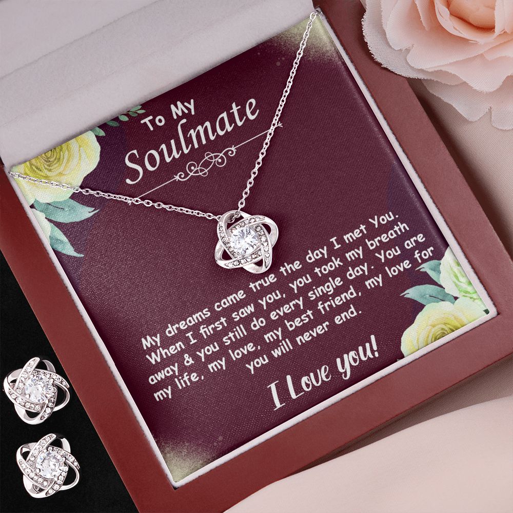 To My Soulmate (Love Knot Necklace and Earrings set) - Stacy Style
