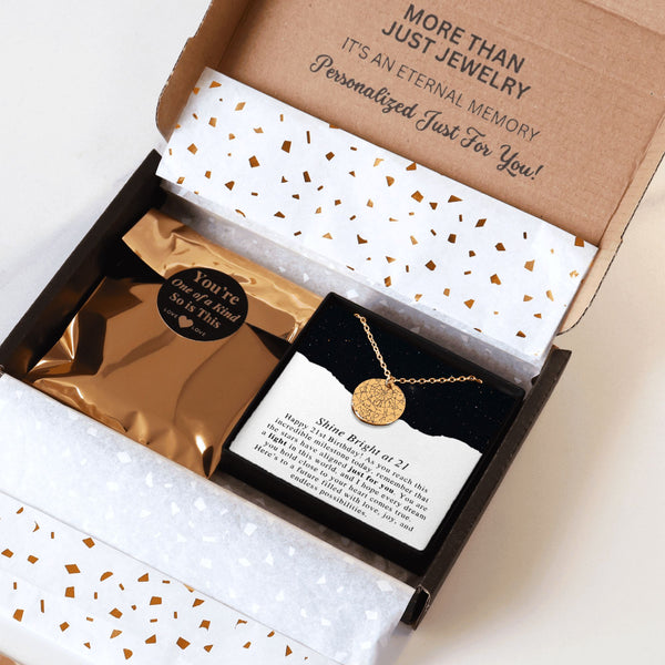 21st Birthday Star Map Necklace For Her - Stacy Style Gifts