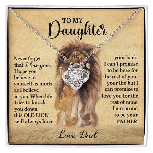 Necklace for daughter from Dad, Love knot necklace, emotional message 