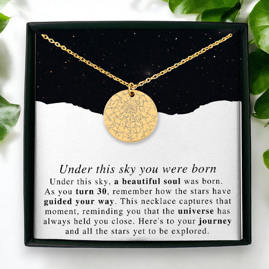 30th Birthday Milestone Star Map Necklace
