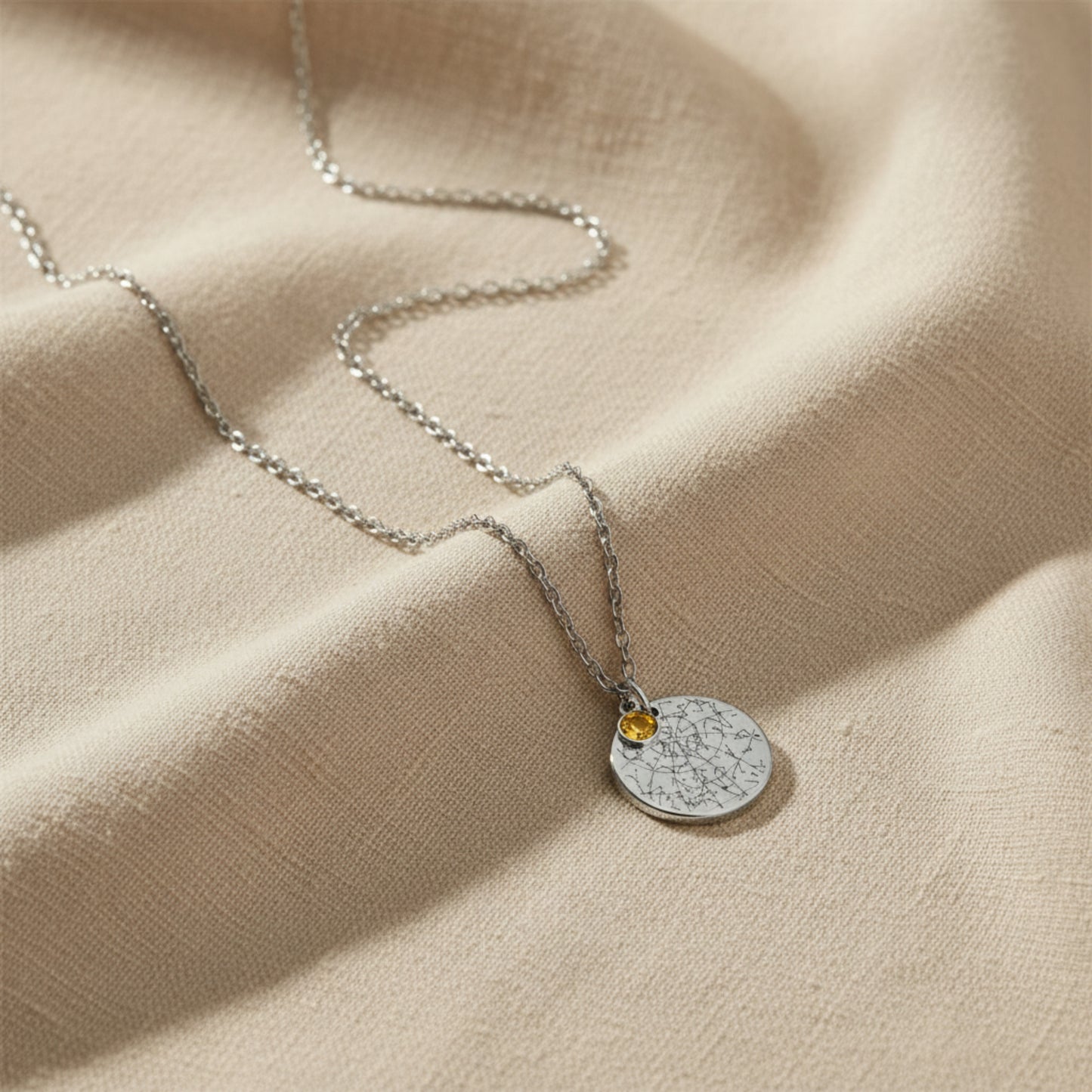 Star Map Necklace with Birthstone