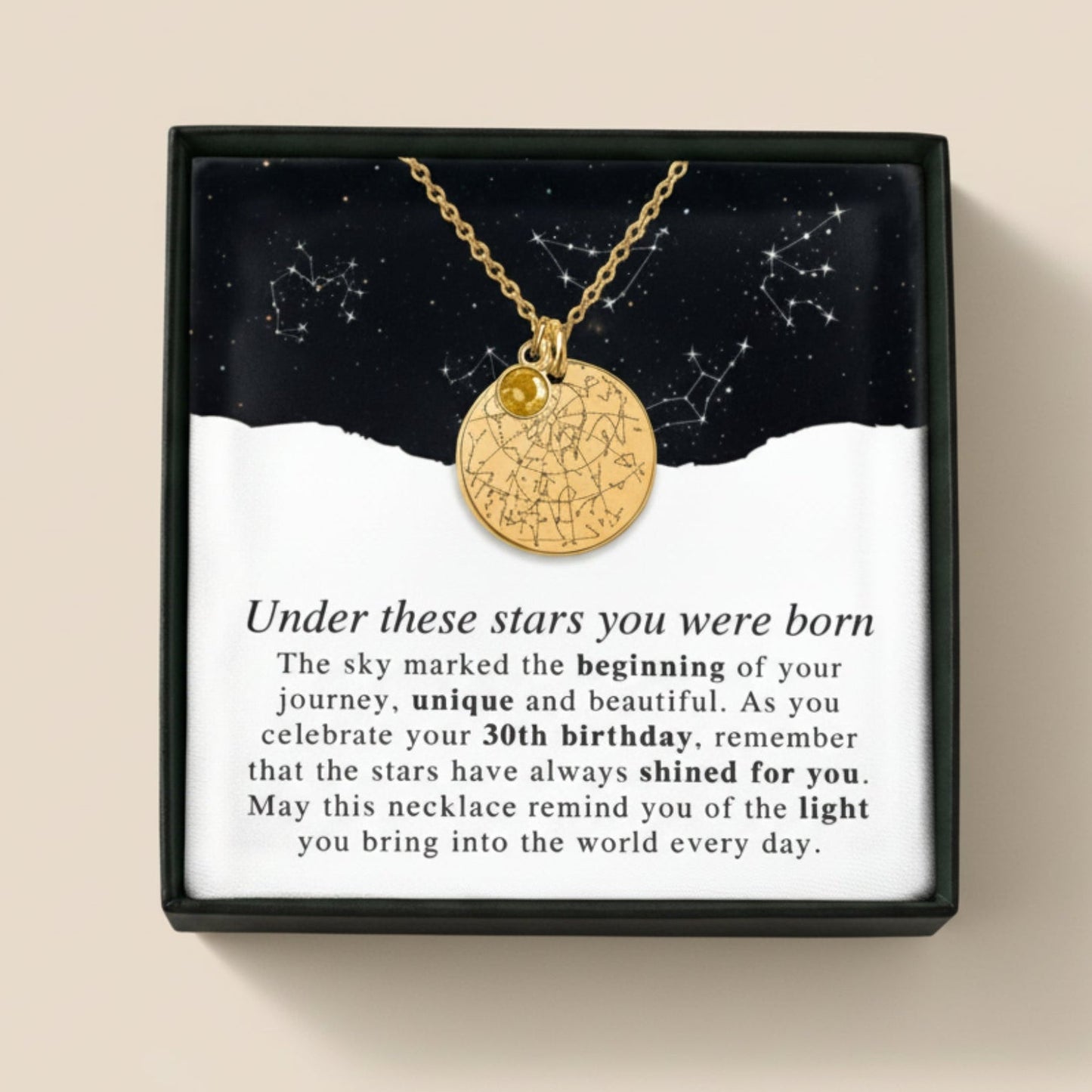 Star Map Necklace with Birthstone