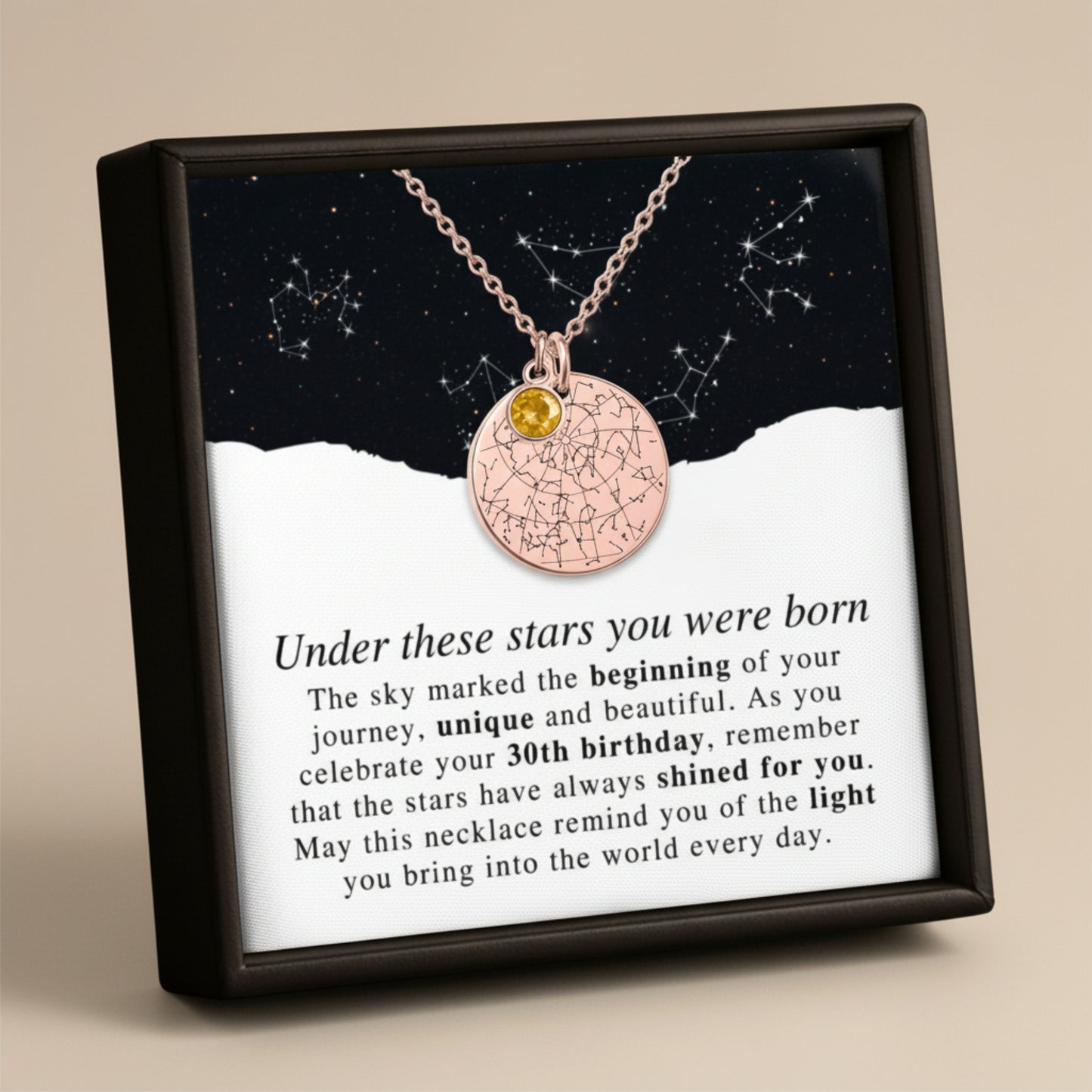 Star Map Necklace with Birthstone