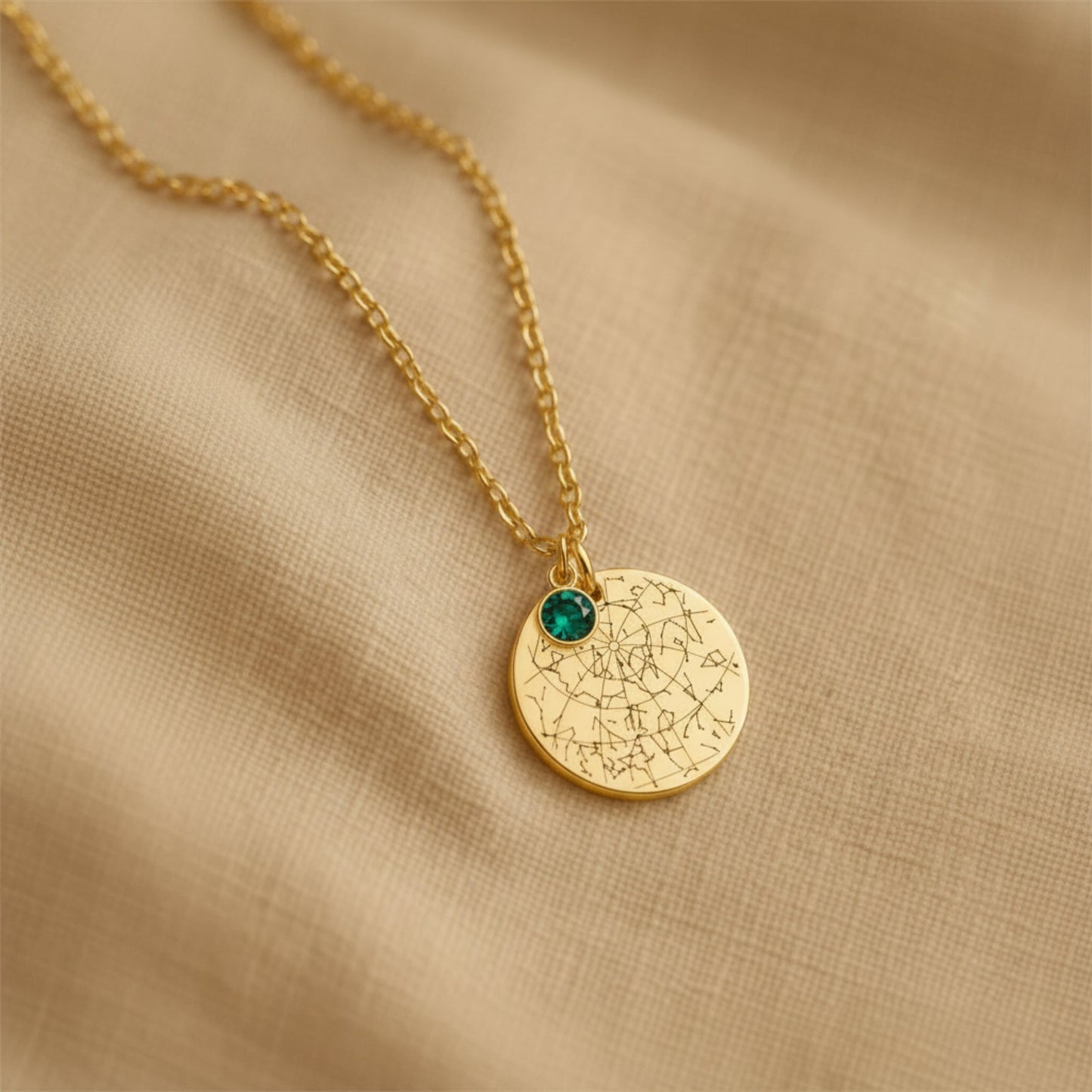 Star Map Necklace with Birthstone