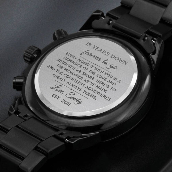 13th Anniversary Watch for Him -  Personalized Engraved Gift - Stacy Style Gifts
