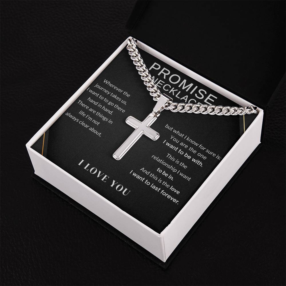 Personalized Promise Cross Necklace For Boyfriend, Anniversary Gift, Gifts For Husband, Christmas Gift For Him - Stacy Style