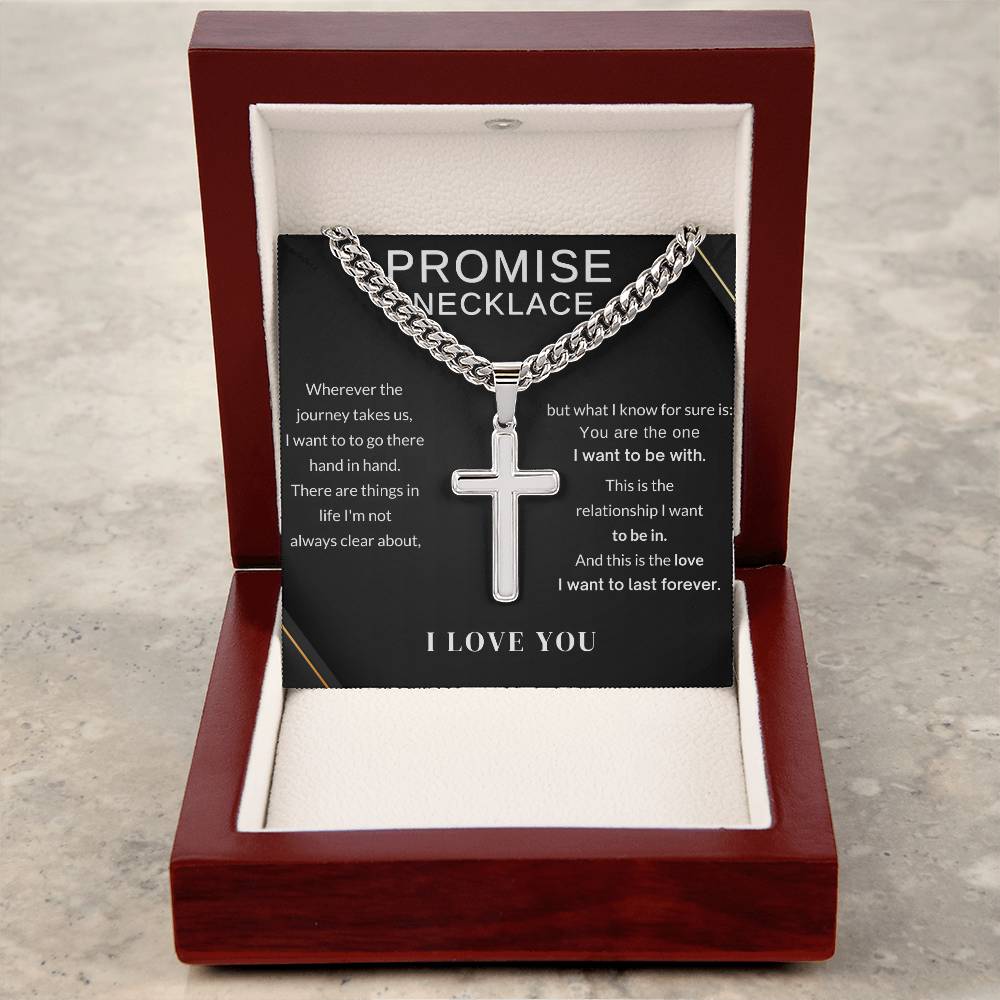 Personalized Promise Cross Necklace For Boyfriend, Anniversary Gift, Gifts For Husband, Christmas Gift For Him - Stacy Style