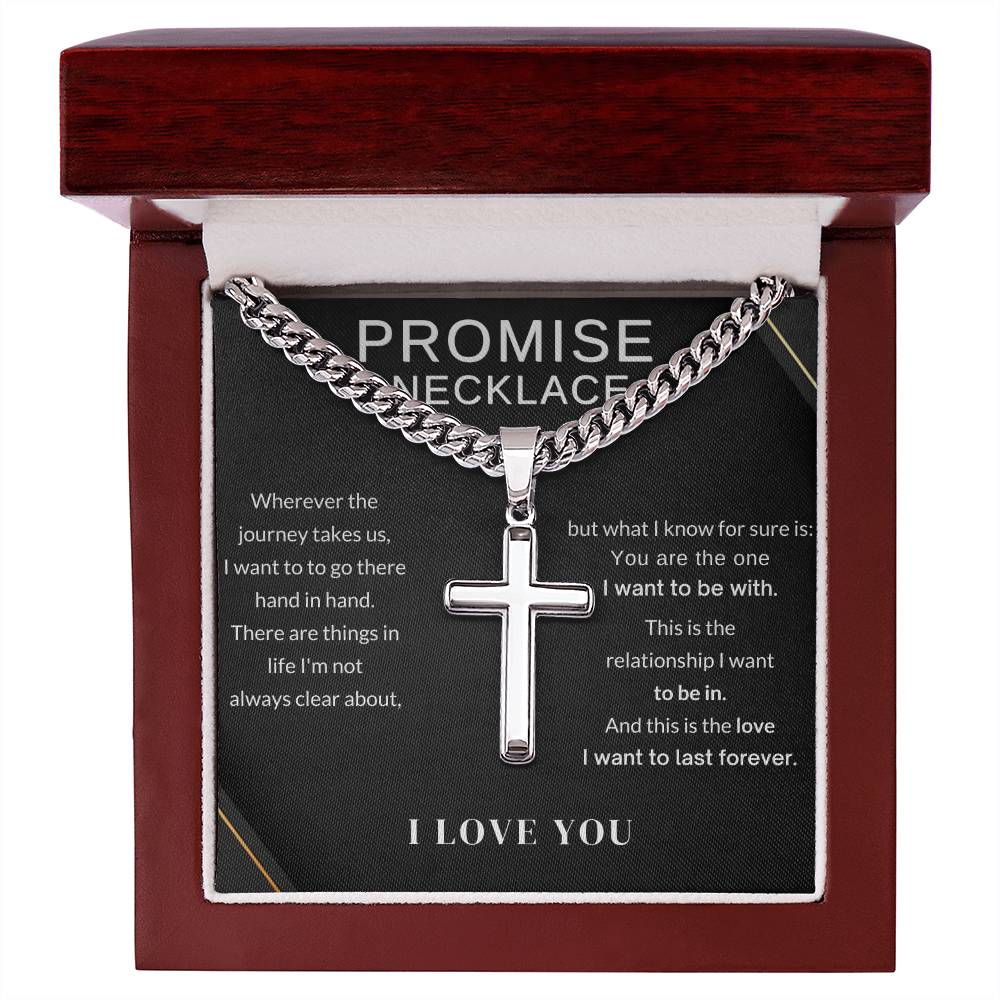 Personalized Promise Cross Necklace For Boyfriend, Anniversary Gift, Gifts For Husband, Christmas Gift For Him - Stacy Style