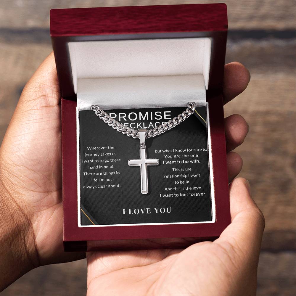 Personalized Promise Cross Necklace For Boyfriend, Anniversary Gift, Gifts For Husband, Christmas Gift For Him - Stacy Style