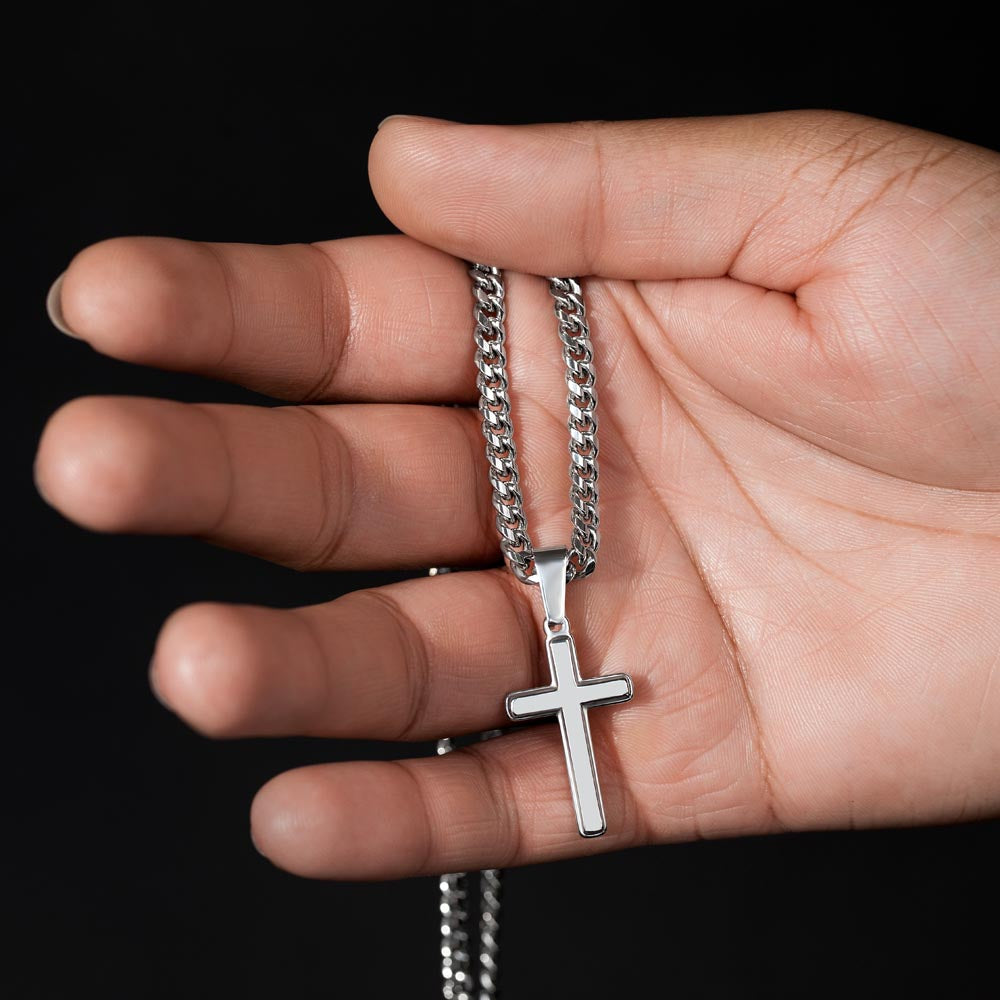 To My Son - Cuban Link Chain - Personalized Artisan Cross Gift Set