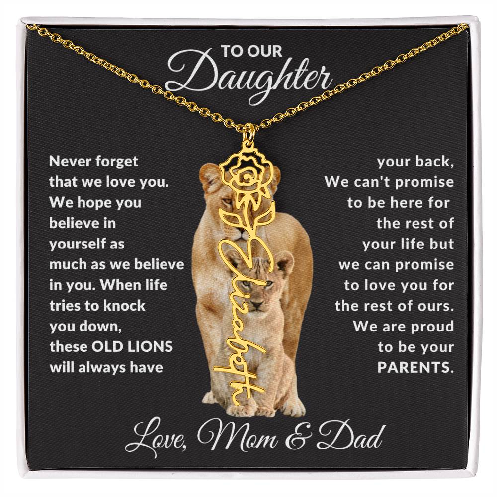 To Our Daughter Personalized Birth Flower And Name Necklace, Gift For Daughter, Daughter Birthday, From Mom And Dad, Daughter Christmas - Stacy Style