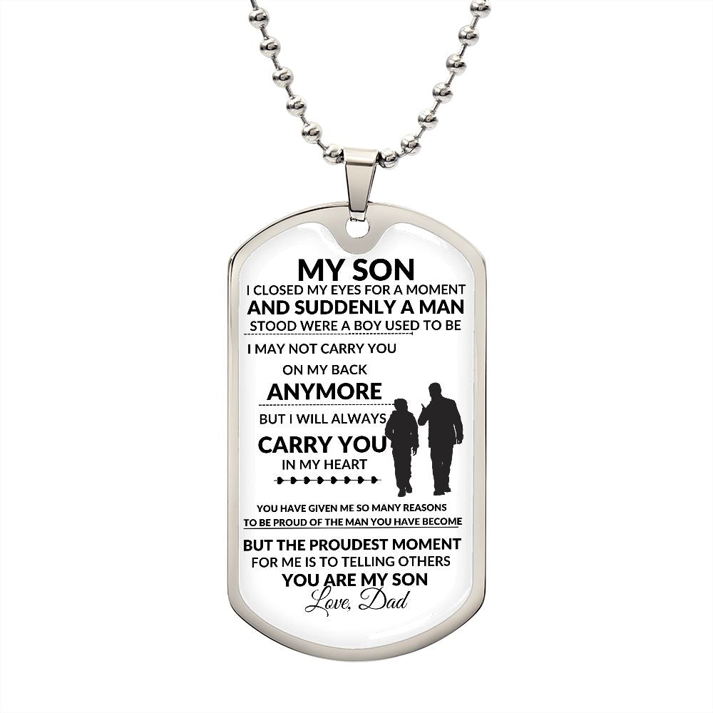 My Son l I WILL CARRY YOU IN MY HEART (Dog Tag Necklace) - Stacy Style