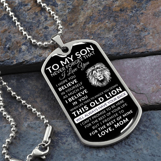 To My Son l I Believe in You from Mom (Dog Tag Necklace) - Stacy Style