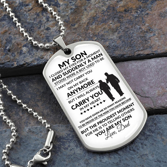 My Son l I WILL CARRY YOU IN MY HEART (Dog Tag Necklace) - Stacy Style