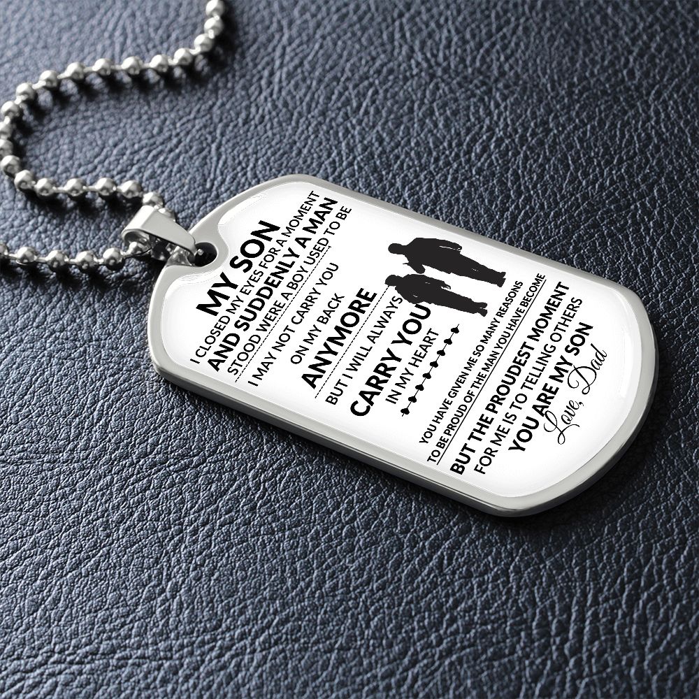 My Son l I WILL CARRY YOU IN MY HEART (Dog Tag Necklace) - Stacy Style