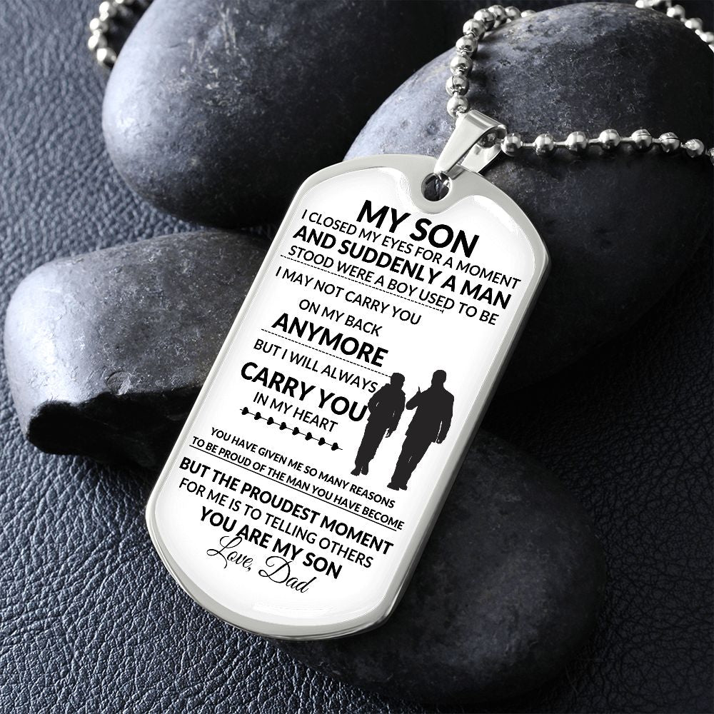 My Son l I WILL CARRY YOU IN MY HEART (Dog Tag Necklace) - Stacy Style