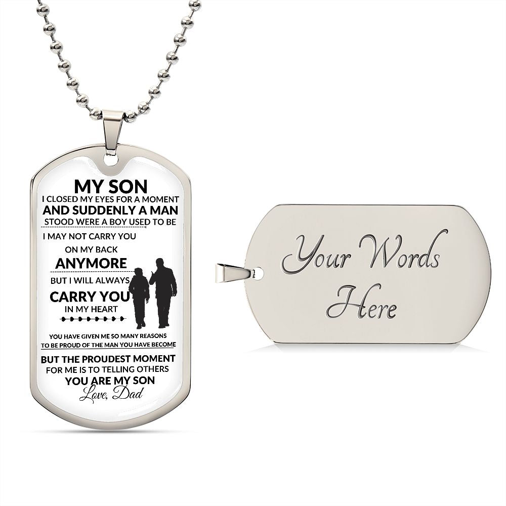 My Son l I WILL CARRY YOU IN MY HEART (Dog Tag Necklace) - Stacy Style
