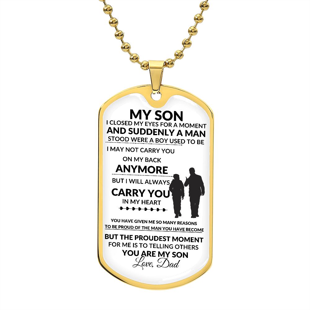 My Son l I WILL CARRY YOU IN MY HEART (Dog Tag Necklace) - Stacy Style