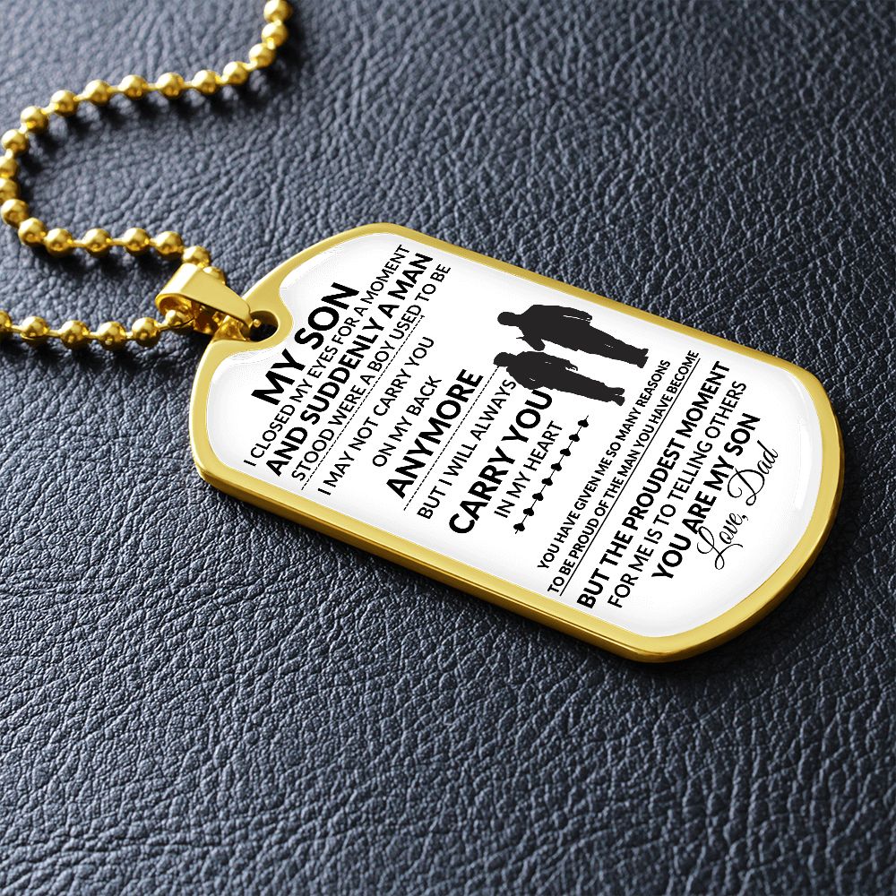 My Son l I WILL CARRY YOU IN MY HEART (Dog Tag Necklace) - Stacy Style