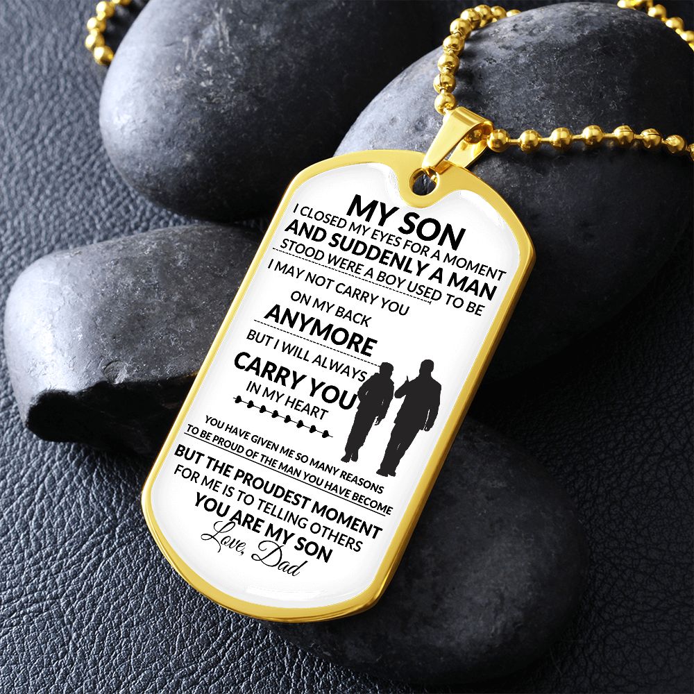 My Son l I WILL CARRY YOU IN MY HEART (Dog Tag Necklace) - Stacy Style