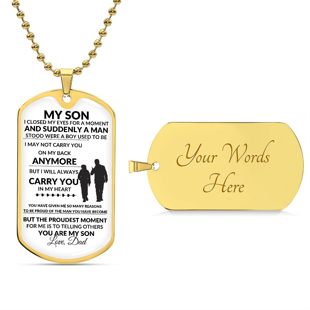 My Son l I WILL CARRY YOU IN MY HEART (Dog Tag Necklace) - Stacy Style