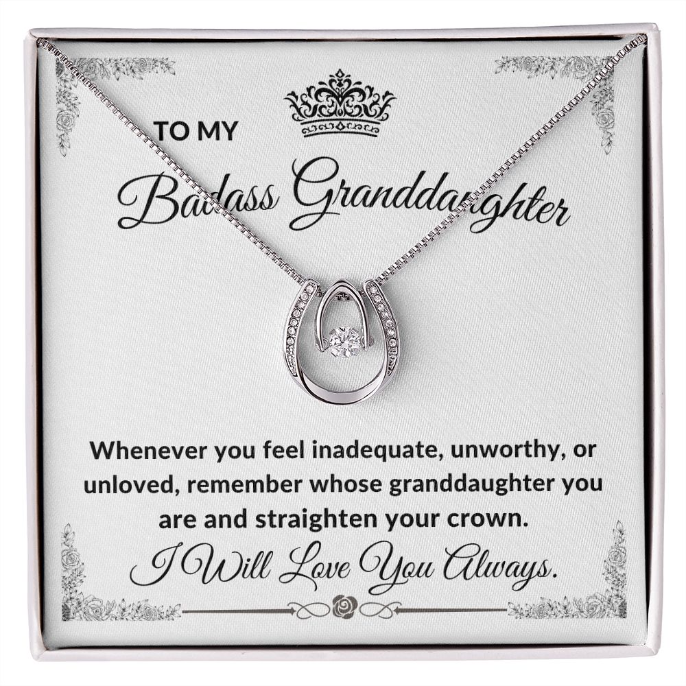 To My Badass Granddaughter l Straighten Your Crown (Lucky Necklace) - Stacy Style