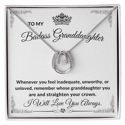To My Badass Granddaughter l Straighten Your Crown (Lucky Necklace) - Stacy Style
