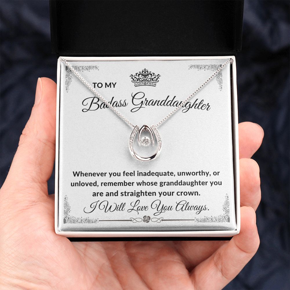 To My Badass Granddaughter l Straighten Your Crown (Lucky Necklace) - Stacy Style