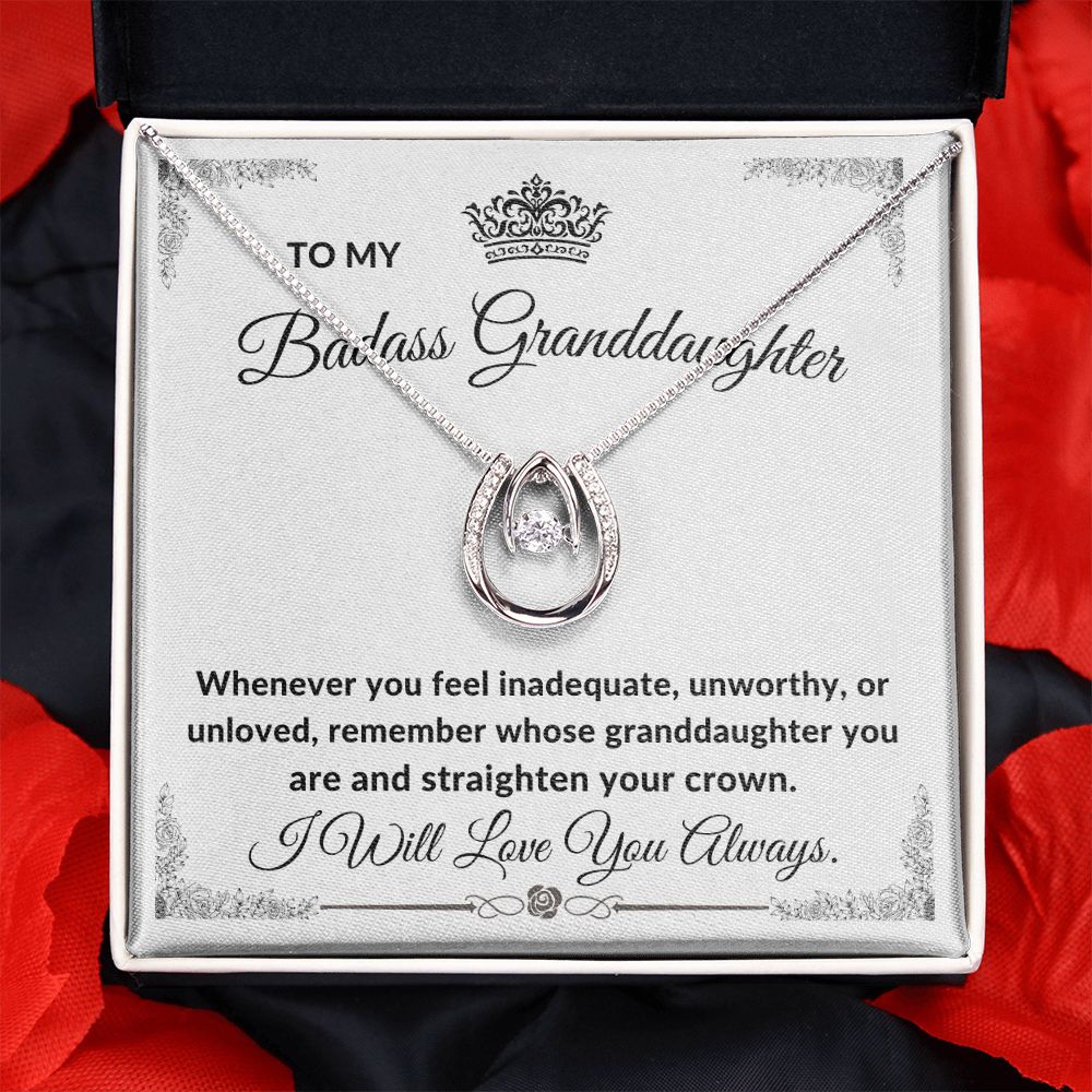 To My Badass Granddaughter l Straighten Your Crown (Lucky Necklace) - Stacy Style