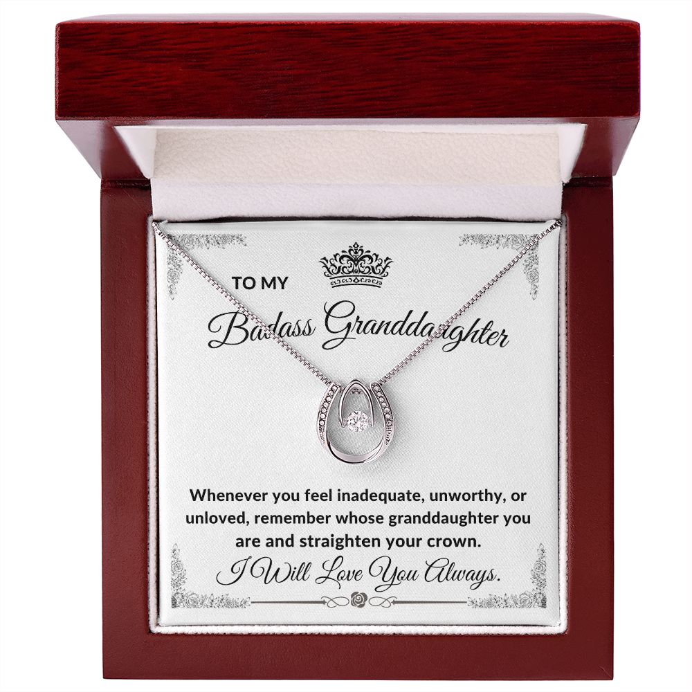 To My Badass Granddaughter l Straighten Your Crown (Lucky Necklace) - Stacy Style