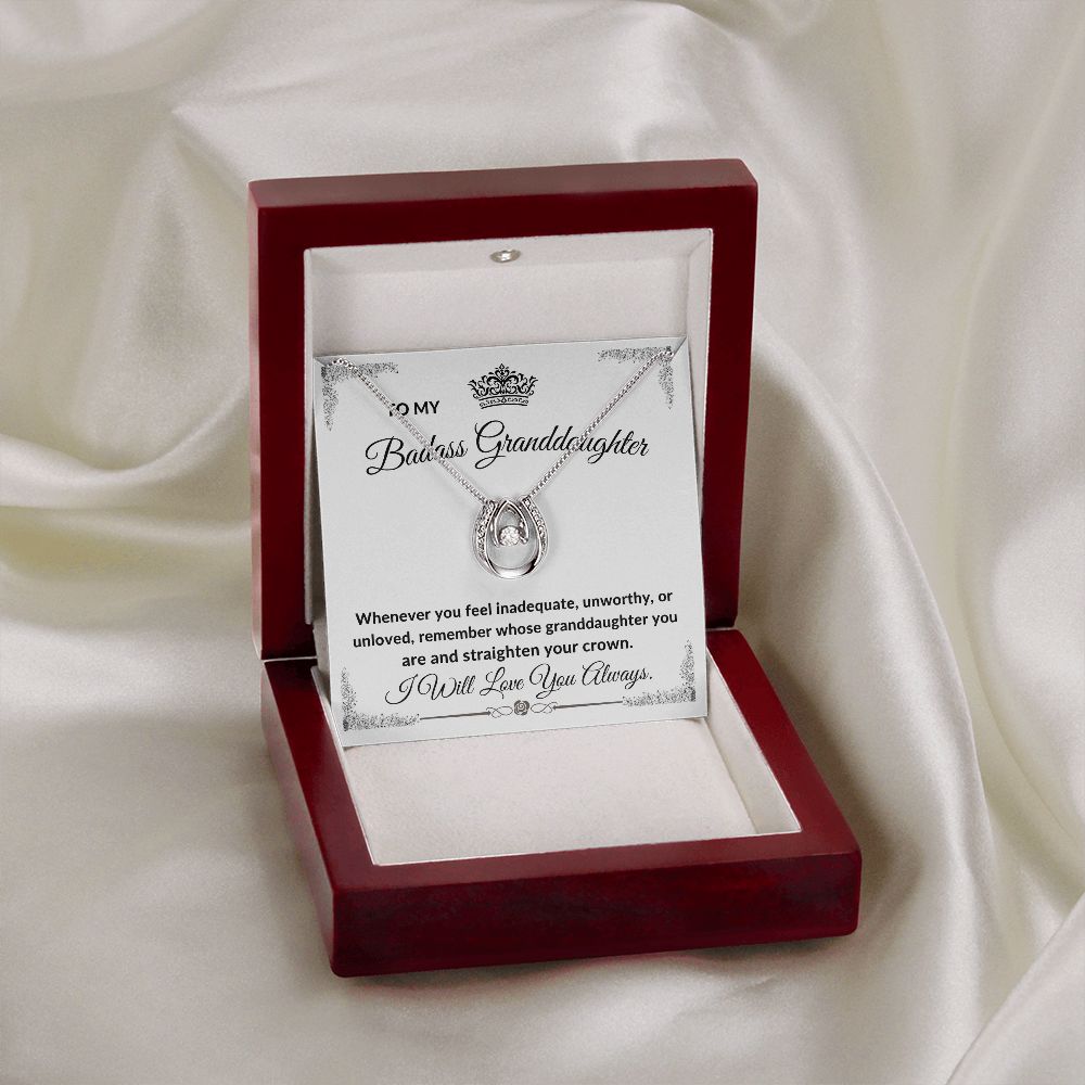 To My Badass Granddaughter l Straighten Your Crown (Lucky Necklace) - Stacy Style