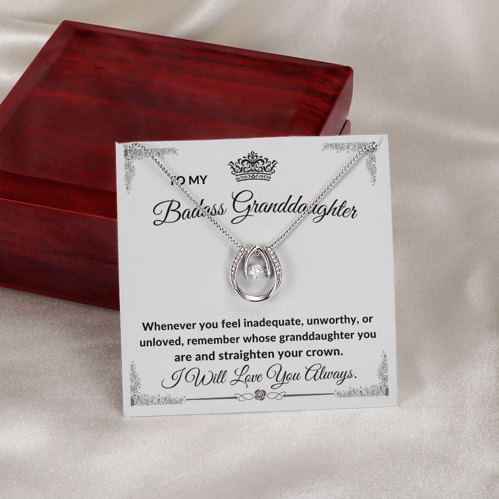 To My Badass Granddaughter l Straighten Your Crown (Lucky Necklace) - Stacy Style