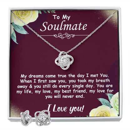 To My Soulmate (Love Knot Necklace and Earrings set) - Stacy Style