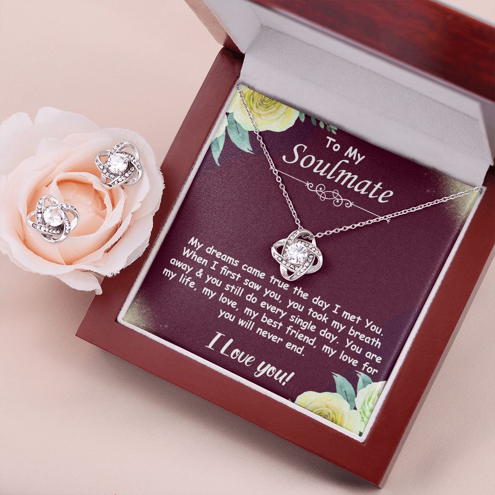 To My Soulmate (Love Knot Necklace and Earrings set) - Stacy Style