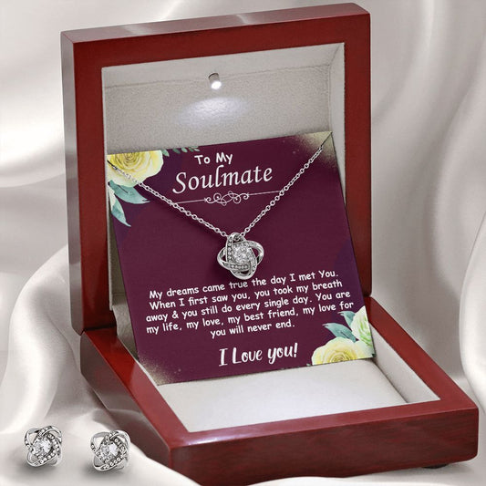 To My Soulmate (Love Knot Necklace and Earrings set) - Stacy Style