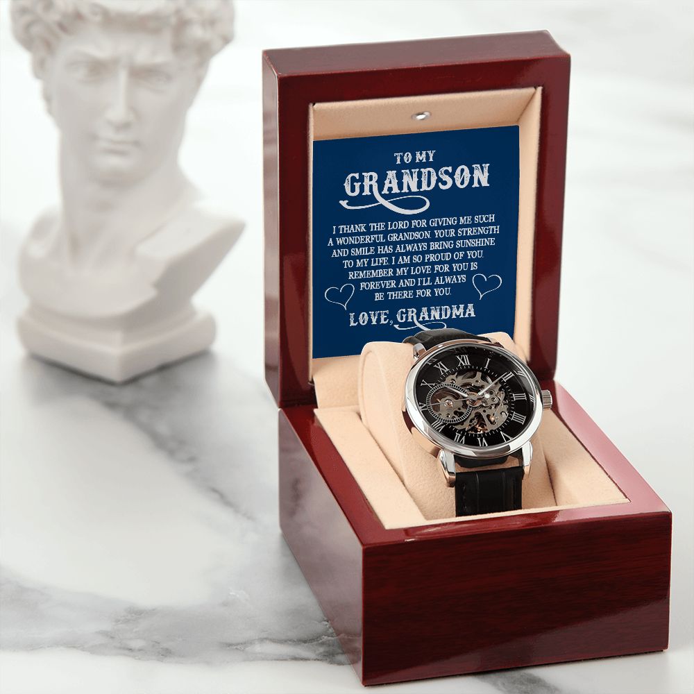 To My Grandson l My Love for you is forever (Men's Openwork Watch) - Stacy Style