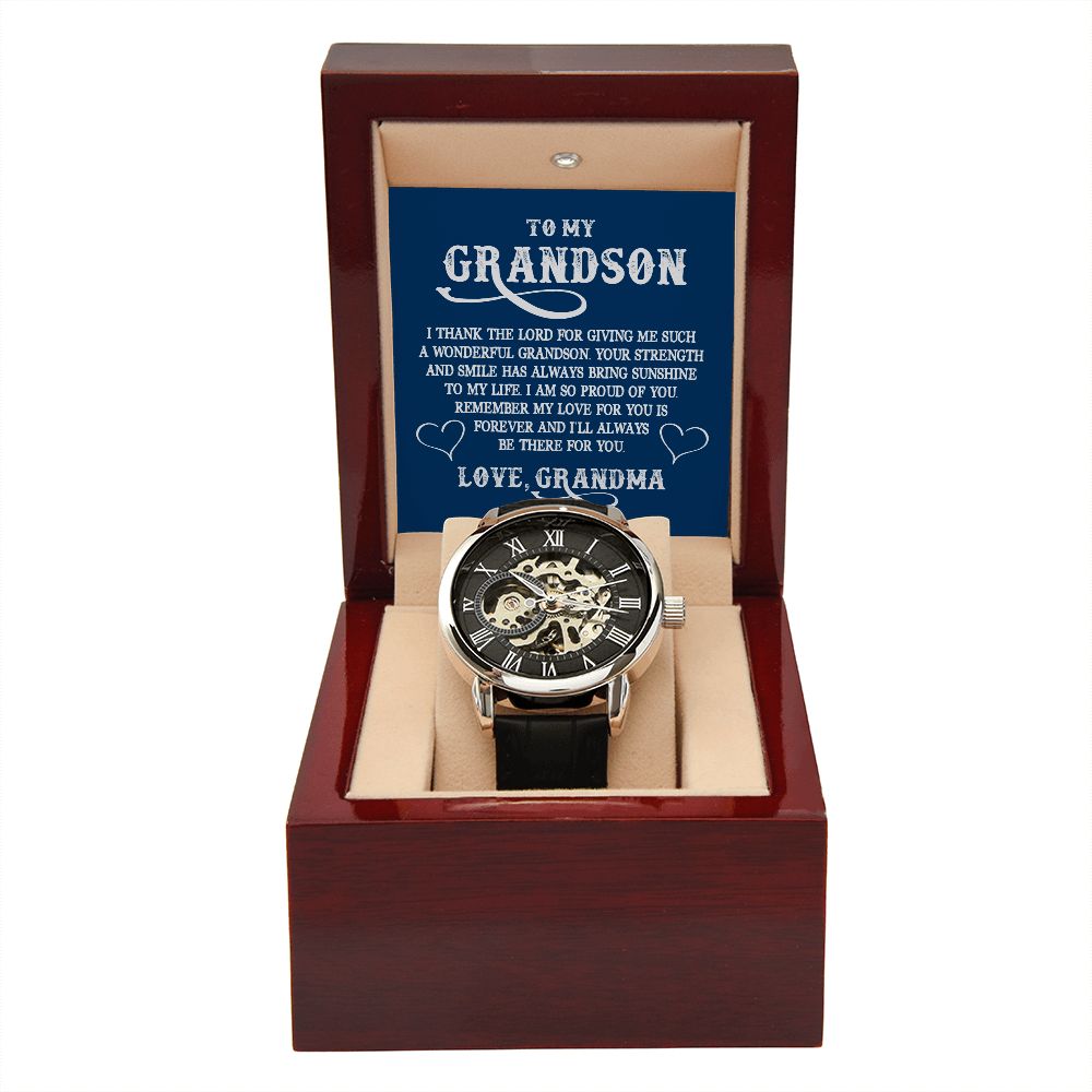 To My Grandson l My Love for you is forever (Men's Openwork Watch) - Stacy Style