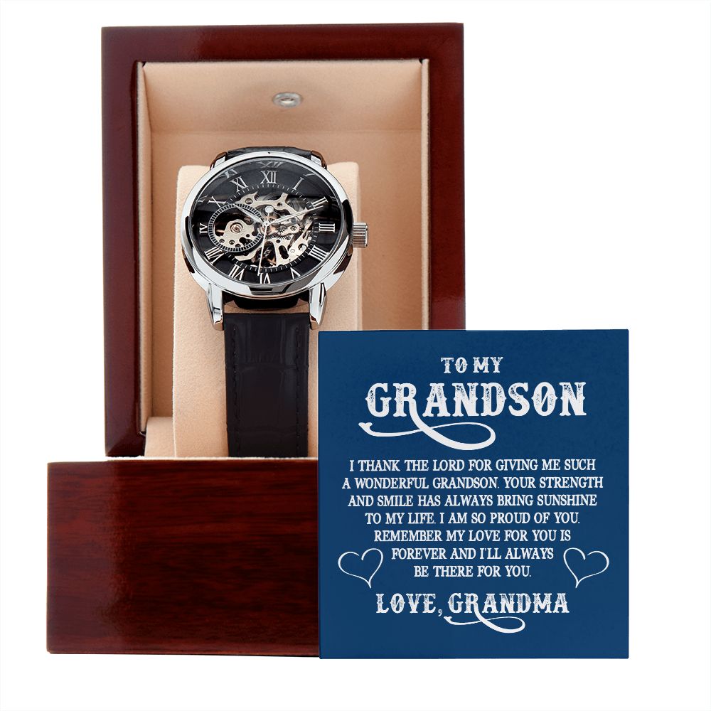 To My Grandson l My Love for you is forever (Men's Openwork Watch) - Stacy Style