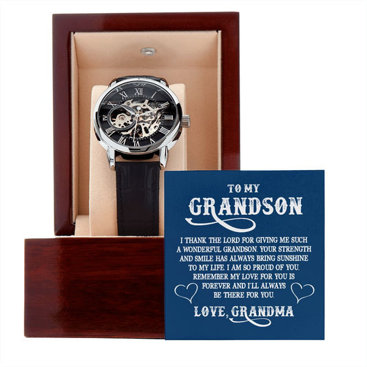 To My Grandson l My Love for you is forever (Men's Openwork Watch) - Stacy Style