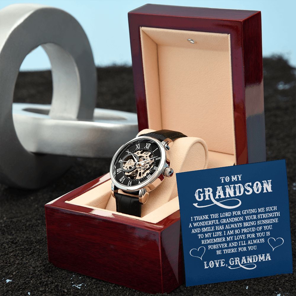 To My Grandson l My Love for you is forever (Men's Openwork Watch) - Stacy Style