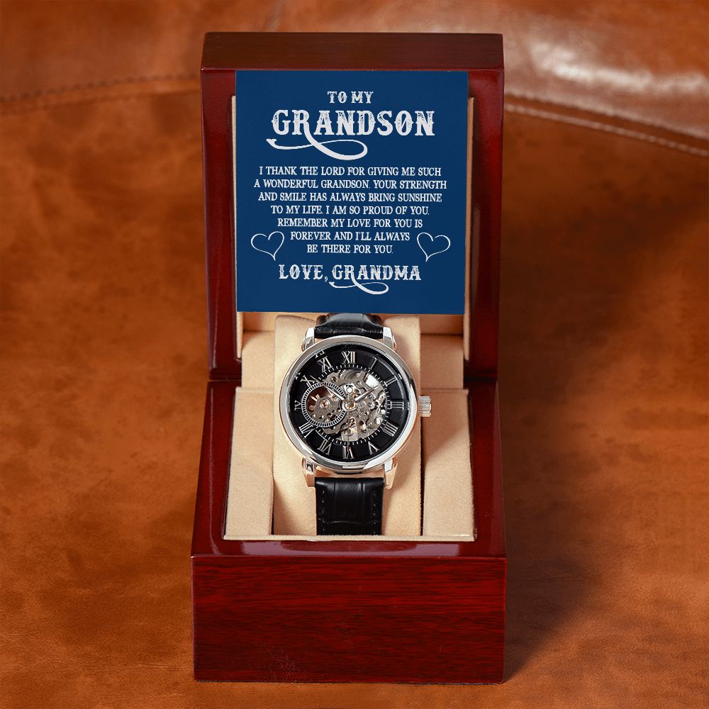 To My Grandson l My Love for you is forever (Men's Openwork Watch) - Stacy Style