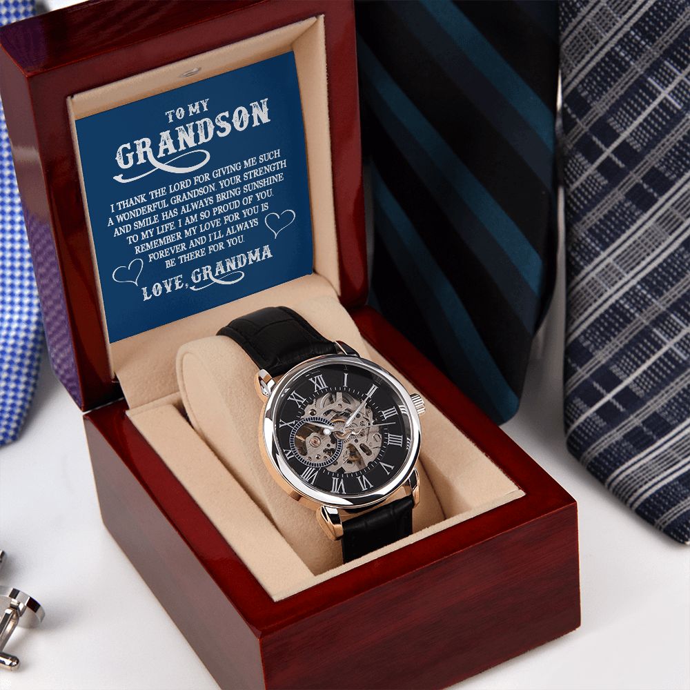 To My Grandson l My Love for you is forever (Men's Openwork Watch) - Stacy Style