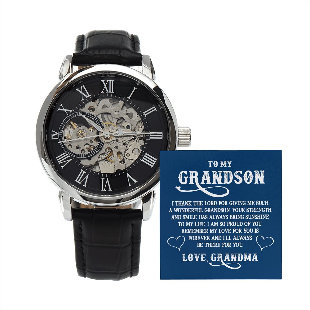To My Grandson l My Love for you is forever (Men's Openwork Watch) - Stacy Style