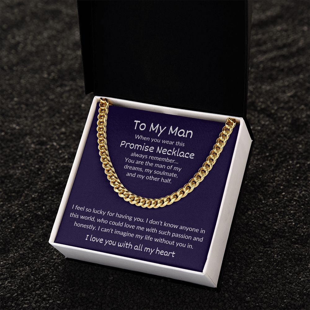 Promise Necklace for Husband, Soulmate, Boyfriend (Cuban Link Chain) - Stacy Style