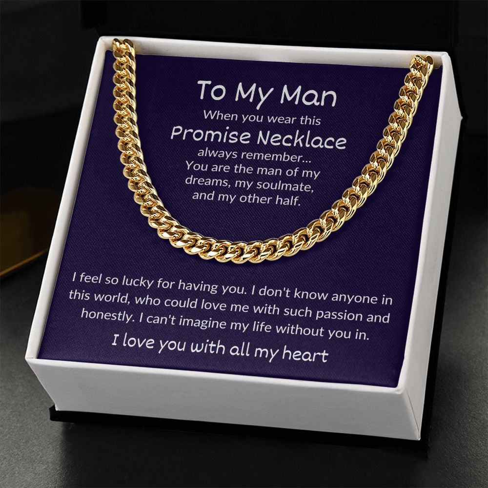 Promise Necklace for Husband, Soulmate, Boyfriend (Cuban Link Chain) - Stacy Style