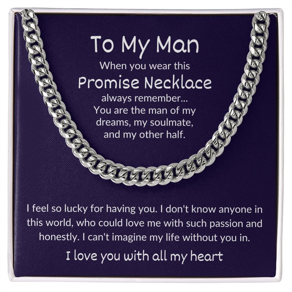 Promise Necklace for Husband, Soulmate, Boyfriend (Cuban Link Chain) - Stacy Style