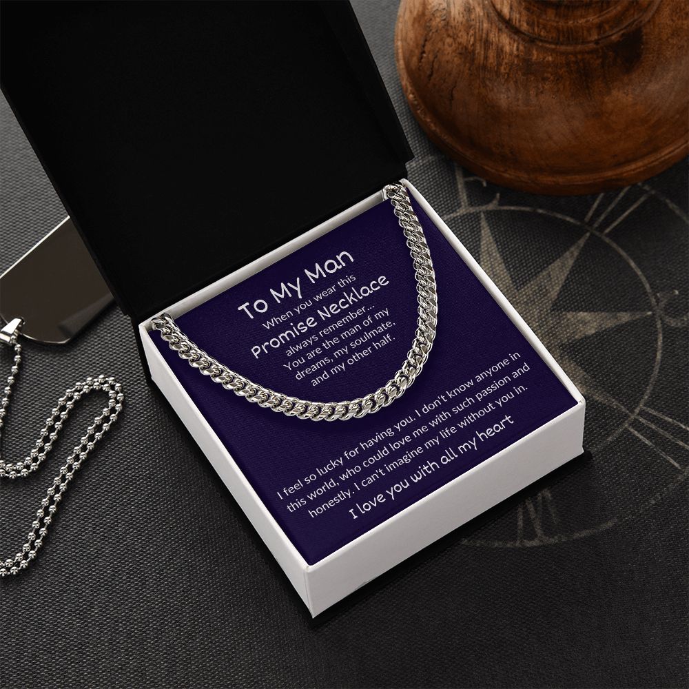 Promise Necklace for Husband, Soulmate, Boyfriend (Cuban Link Chain) - Stacy Style