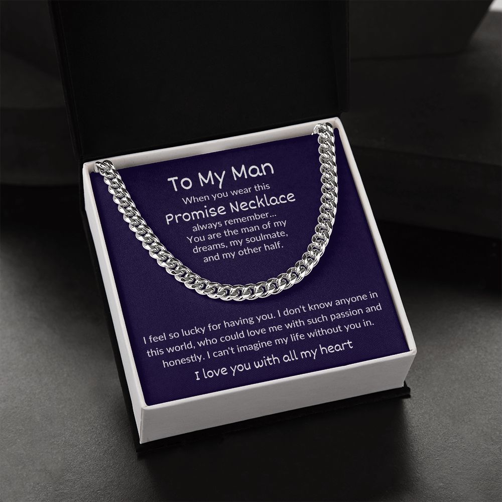 Promise Necklace for Husband, Soulmate, Boyfriend (Cuban Link Chain) - Stacy Style